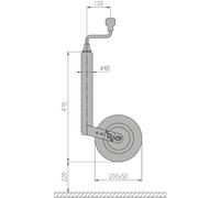 Roue jockey jante PVC 48mm avec blocage de la roue 150kg ALKO - 18026