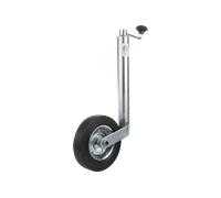 UNITRAILER Roue Jockey Tube 48 mm Charge 150 kg Hauteur 505 a 730 mm Extension 225 mm Roue 200 x 50 mm Caoutchouc Plein manivelle butee a Billes pour remorque attelage detelage