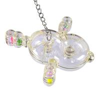 Roue jouet oiseau Transparent, multiples trous d'alimentation, exercice de | Jouet perroquet rotatif à hochet Divertissement pour cage à oiseaux, perroquets moyens,