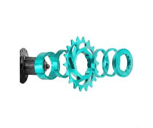 Roue libre à vitesse unique pour vélo, 16Z/18Z en alliage d'aluminium, usiné CNC avec entretoises et contre-écrou, pour VTT et moyeux fixie pour changement de vitesse sécurisé (Green-18T)