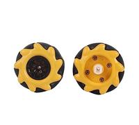 Roue Mecanum Roue de Robot omnidirectionnelle Accessoires de Voiture Intelligente Composants de Jouets Bricolage pour Les Amateurs de robotique Caoutchouc ABS 48 mm Jaune Noir (Paire)