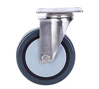Roue pivotante universelle de 2,5 pouces en polypropylène robuste, antidérapante, silencieuse, avec plaque de base en acier inoxydable, pour chariot, équipement logistique, gris