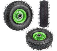 Roue pneumatique de remplacement 4.10/3.50-4 10" pour diable, brouette, chariot à sacs, chariot de jardin, avec roulements à alésage d'essieu de 20 mm et moyeu décalé de 2,76" 8''/2.50-4