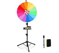 Roue porte-bonheur à tourner - Grande roue multifonction - 61 cm - Hauteur réglable de 100 à 160 cm - Roue porte-bonheur avec support, gomme, marqueur effaçable, 14 couleurs