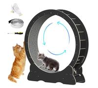 Roue pour Chat XXL 110cm, Tapis de Course Silencieux d'Intérieur pour Grand Chat Main Coon, Roue d’Exercice en Bois Solide avec Verrou de Sécurité, Tapis Amovible Lavable et Jouet de Chasse, Noir
