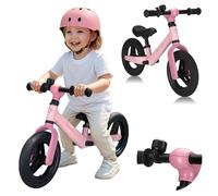 lionelo Toni Draisienne Enfants de 18 Mois à 30 kg, Roues en Caoutchouc PU 25 cm, Repose-Pieds Panier Siège et Guidon Réglables, Poignée Antidérapante, Poids Léger 2,3 kg, Sonnette (Pink)