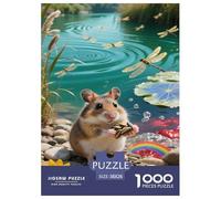 Roue pour Hamster Puzzles pour Adultes 1000 Pièces Animal Cadeaux d'anniversaire pour Noël Décoration Intérieure Jeu De Défi Familial Jeux Éducatifs Relaxation Et Sagesse 38x26cm/1000pcs
