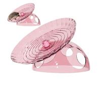 Roue pour hamster - Soucoupe d'exercice avec abri | Roue d'exercice naine pour tamias nain, hérisson, gerbille, chinchilla et hamster d'Inde, rose