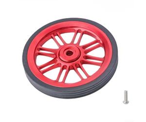 Roue poussoir en alliage d'aluminium de 85 mm pour vélos pliants Brompton avec traitement CNC complet, dureté anodisée et comportement de déformation du caoutchouc contrôlé (rouge)