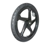 Roue remorque de vélo baton plastic avec pneu pour moyeu fusée avec catadioptre P2R Noir