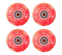 Roue Roller Roues de patins à roulettes lumineuses durables, avec roulements, adaptées au patinage à Double rangée et à la planche à roulettes, 4 pièces(Red Light Wheel)