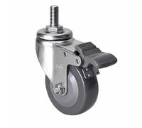 Roue/roulettes universelles en polyuréthane à bande de roulement en polyuréthane, avec frein, M12X25, roulettes de meubles portables, résistantes aux chocs et à la protection du sol(4inch brake)