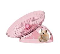 Roue silencieuse pour hamster avec abri | Roue d'exercice naine pour tamias nain, hérisson, gerbille, chinchilla et hamster d'Inde, rose