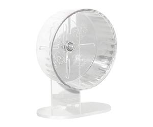 Roue silencieuse pour hamster - Grande roue silencieuse en acrylique - Support réglable - Transparente - Extrêmement silencieuse - Sûr - Durable - Résistant aux vibrations - Antidérapant - Pour