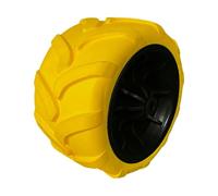 Roue Solide de Remplacement pour Chariot Plage, roulettes Pivotantes, Capacité de Charge 100kg, Roue de Transport Universelle en PU pour Chariot Utilitaire Extérieur, Pliant de Camping, Noir Jaune