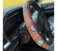 Roue traditionnelle en cuir Western qui protège le cuir lubrifié à la main contre le glissement dans le monde entier Unisexe Vieille voiture Accessoires de direction