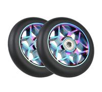 Roue Trotinette Freestyle,Roues de Trottinette 2 pièces accessoires de Scooter 110mm roues de Scooter roues en Pu colorées roues de voiture de cascade épaisses avec roulements (noir)