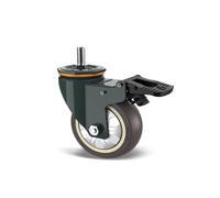 Roue universelle à vis M10/M12/M14/M16/M20, 3 pouces, avec frein, arbre en caoutchouc, poulie de roulette, machine silencieuse, charge 110KG, 1 pièce(M12- With brakes)