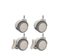 Roue universelle à vis M6/M8/M10/M12, gris, 2 pouces, noir, avec frein, roulette silencieuse, caoutchouc souple, 4 pièces/lot(M6-B)