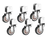 Roue universelle pivotante en TPE, 1/1, 5/2 pouces, roues en caoutchouc for chariot, lit de berceau, Type U, attelle largeur 16, 18, 20, 22mm, muette(6 swivel wheels 20mm,1.5Inch)