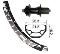 Roue VTT 26 - XLC - Axe 12mm - Jante Rodi Black Rock Disc - Rayons INOX - Noir