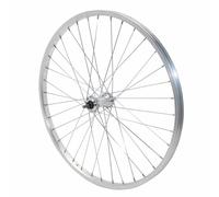 Roue vtt 24 av ecrou. axe plein jante alu argent mach1. moy. miche magnum v-brake 36t