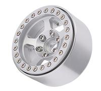 Roues à verrouillage de perles de 1,9 pouce en alliage d’aluminium, jantes argentées à 5 trous, jantes de roue RC non tachantes avec moyeu de roue pour SCX10, TRX4, D90, HSP, (Argent)