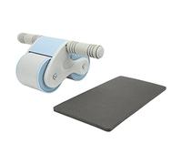 Roues abdominales doubles rondes, équipement de fitness professionnel pour la maison, entraînement complet du corps, conception durable en métal ABS, empattement de 140 mm, (Gris bleu)