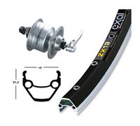 Exal Zx19 Qr Dynamo Shimano Dh3n72 Front Wheel Noir 9 x 100 mm Black / Silver