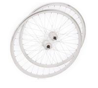 Roues avant arrière blanches moyeu flip flop fixie single speed ( Jantes : blanc / Rayons : blanc / Moyeux : argent / 700mm (0-15mm) )