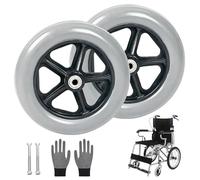 Roues Avant de Fauteuil Roulant 8 Pouces, 2 Pièces Roulette Avant de Fauteuil Roulant mit Gants, Roulant Antidérapant, Roues Avant du Fauteuil, Roue de Fauteuil Roulant für Accessoires de Mobilité