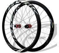 Roues Avant Et Arrière 700C for Vélo De Route, Jantes À Double Butée Blocage Rapide, Freins Disque 100/135 Mm, Moyeux 24 Trous for 8 12 Vitesses(Rosso)