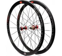 Roues Avant et arrière de vélo 700C, Profondeur 40 mm, Jantes Route en Carbone à Pneu, Frein V/C, roulements scellés, Roue Fibre(Red)