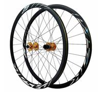 Roues Avant Et Arrière De Vélo De Route 700C*23-45C/29 * 1.25-2.1" Paire De Roues De Frein À Disque en Aluminium 9 * 100/10 * 135mm QR, Jantes À Double Paroi, Cassette 7-12 Vitesses(Gold)
