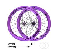 Roues Avant Et Arrière De Vélo Pliable 16 Pouces 349 Jantes De Vélo BMX 20" 406 451, Freins À Disque/V-Brakes 100/135mm Dégagement Rapide, Cassette 7/8/9/10/11 Vitesses, 24 Trous(Purple,406)