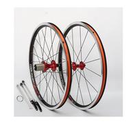 Roues Avant Et Arrière De Vélo Pliant 20 Pouces 406 451 Jeu De Roues BMX avec Frein sur Jante, Jantes À Double Paroi en Alliage D'aluminium 74/130mm QR, Cassette 8 9 10 11 Vitesses(Black Red,406)