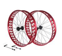 Roues Avant Et Arrière for Vélo De Neige, Pneus Larges 26 Pouces, Diamètre 4,0/4,9, Moyeux 36 Trous, Rayons 14G, Compatibles avec À Roue Libre Rotative 7-11 Vitesses(Red,One Set)