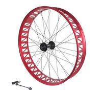 Roues Avant Et Arrière for Vélo De Plage/motoneige,Freins À Disque, Pneus Larges 26 Pouces,diamètre 4,0/4,9,moyeux 36 Trous, Rayons 14G,Compatible avec Roue Libre Rotative 7-11 Vitesses(Red,Front)