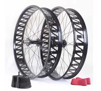 Roues Avant Et Arrière pour Fat Bike 26x4.0''/4.9" Jantes en Aluminium Axe Traversant 150 * 15mm/197 * 12mm Jeu De Roues À Frein À Disque pour Vélos De Neige/Plage, Cassette 8-12 Vitesses(Black)