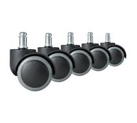 Roues caoutchoutées pour chaises de bureau - JANSPORT - 5 pièces - Gris - Roues doubles - Surface caoutchoutée