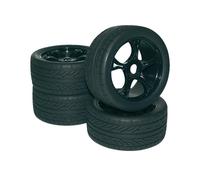 Roues Complètes Street Pour Buggy 1/8 - Design 5 Rayons - Noir-Reely