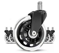 Roues de bureau 5 pièces, pièces de rechange, chaise Gaming, 360 degrés, jeu de roue en caoutchouc, tige boulon 11 mm x 22 mm, silence et douceur, pour tout sol, sol, sans rayures, parquet, céramique