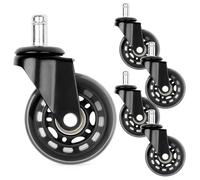 Roues de chaise en caoutchouc - VILDE - 6,3 cm - Pack de 5 - Compatibles IKEA - Noir - Silencieuses