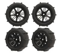 Roues de Pneu RC 4 Pièces, Ensembles de Pneus et de Roues de Pièces de Voiture RC à Motif d'adhérence Solide pour WLTOYS 144001 1/14 1/16 1/18 Roues et Pneus de Voiture RC