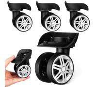 Roues de Rechange pour Valise à roulettes, ABS, Noir Lot de 4 | Rotation Souple, Usage pour Valise et Coffre, Double Roue, Montage Facile, Lot Pratique
