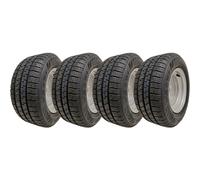 Roues de remorque Wanda WR301 195/55R10C Haute Vitesse - Jante acier argenté 6.00x10 - PCD 100 - ET -4 - 750 kg - Lot de 4
