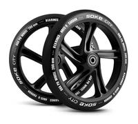 Roues de scooter de ville - Soke - 200 mm - 2 pcs - Noires - ABEC 9 - Dureté 88A - Matériau PU - Pour surfaces dures