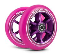 Roues de scooter - Soke - 110 mm - 2 pcs - Rose - ABEC 9 - Dureté 88A - Aluminium + PU - Pour surfaces dures