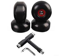 Roues de skateboard 52 x 32 mm 95a en polyuréthane dur avec roulements ABEC-9 pour planche de croisière double kicktail avec outil en T, couleur noire (D)