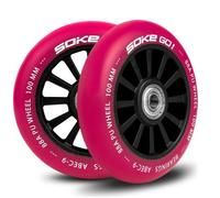 Roues de trottinette 100 mm - SOKE - 2 pièces - Rubis - Diamètre de l'axe 8 mm - Roulements ABEC 9 - Dureté 88A